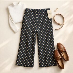 Anthropologie dRA Chrissen Cropped Pants Navy Yellow Green Geometric Size S